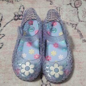 Wonder Nation Lavender Glitter Sandals with Floral Design
